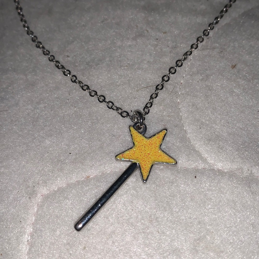 Charming Magic Wand Necklace  Silver Tone Chain